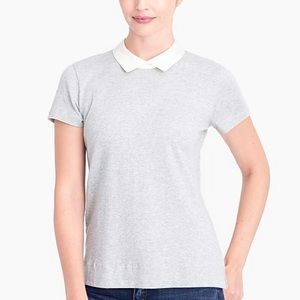 J. Crew Grey Blouse with Silk Peter Pan Collar